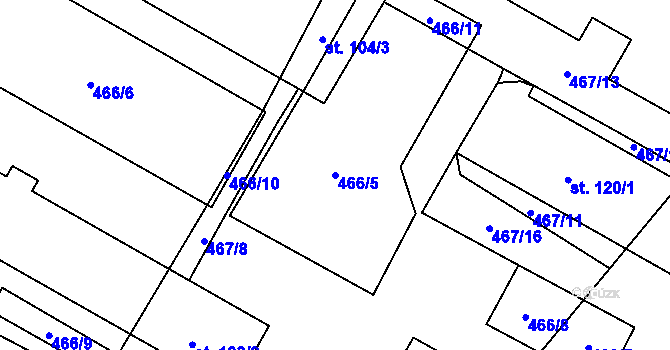 Parcela st. 466/5 v KÚ Starojická Lhota, Katastrální mapa