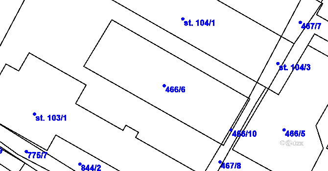 Parcela st. 466/6 v KÚ Starojická Lhota, Katastrální mapa