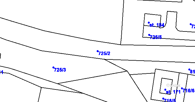 Parcela st. 725/2 v KÚ Starojická Lhota, Katastrální mapa