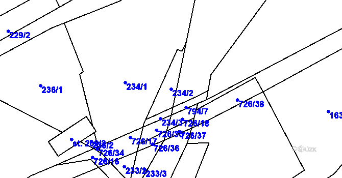 Parcela st. 234/2 v KÚ Starojická Lhota, Katastrální mapa
