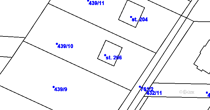 Parcela st. 206 v KÚ Starojická Lhota, Katastrální mapa