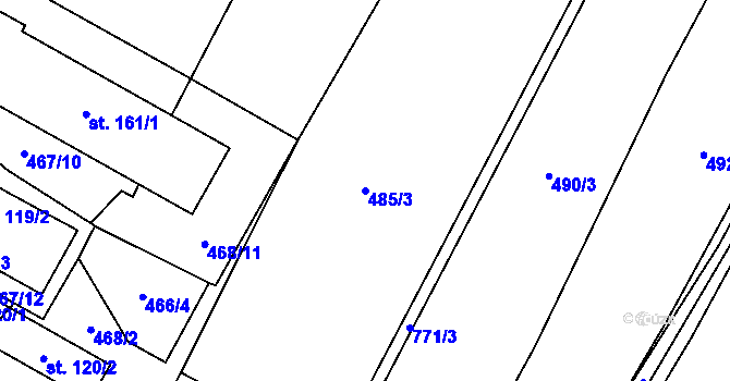 Parcela st. 485/3 v KÚ Starojická Lhota, Katastrální mapa