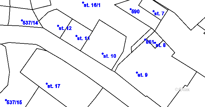 Parcela st. 10 v KÚ Starosedlský Hrádek, Katastrální mapa