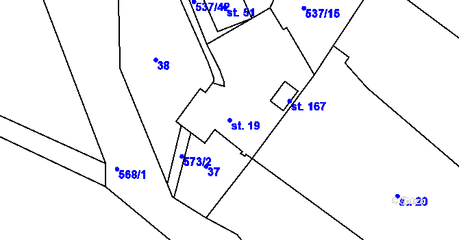 Parcela st. 19 v KÚ Starosedlský Hrádek, Katastrální mapa