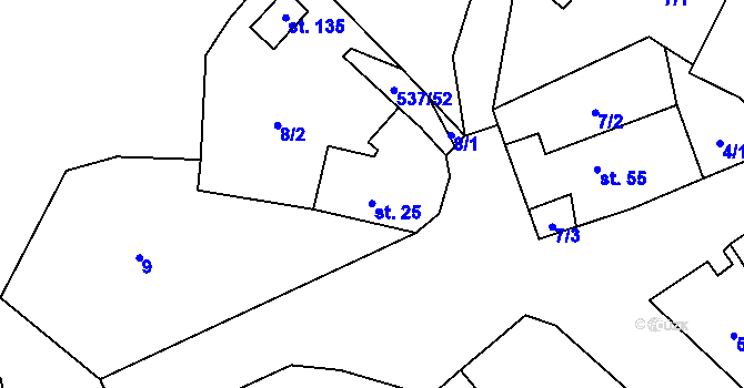 Parcela st. 25 v KÚ Starosedlský Hrádek, Katastrální mapa