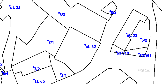 Parcela st. 32 v KÚ Starosedlský Hrádek, Katastrální mapa