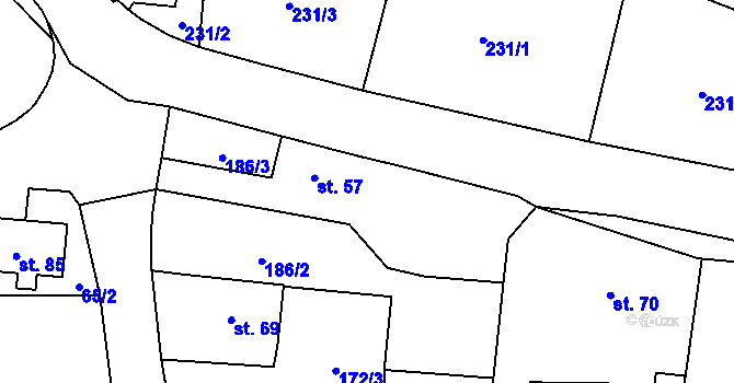 Parcela st. 57 v KÚ Starosedlský Hrádek, Katastrální mapa
