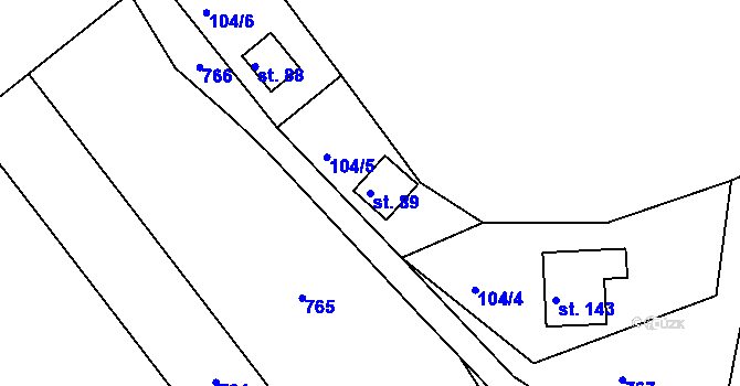 Parcela st. 89 v KÚ Starosedlský Hrádek, Katastrální mapa