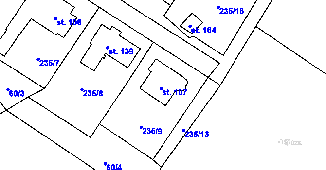 Parcela st. 107 v KÚ Starosedlský Hrádek, Katastrální mapa