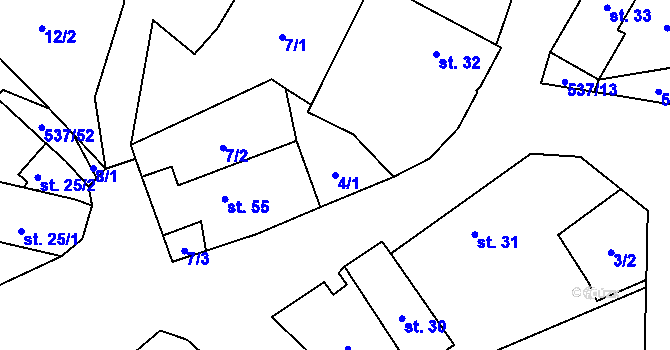 Parcela st. 4/1 v KÚ Starosedlský Hrádek, Katastrální mapa