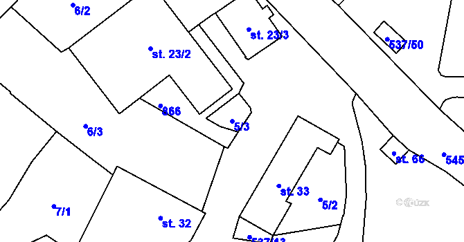 Parcela st. 5/3 v KÚ Starosedlský Hrádek, Katastrální mapa