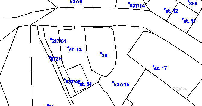 Parcela st. 36 v KÚ Starosedlský Hrádek, Katastrální mapa