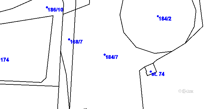 Parcela st. 184/7 v KÚ Starosedlský Hrádek, Katastrální mapa