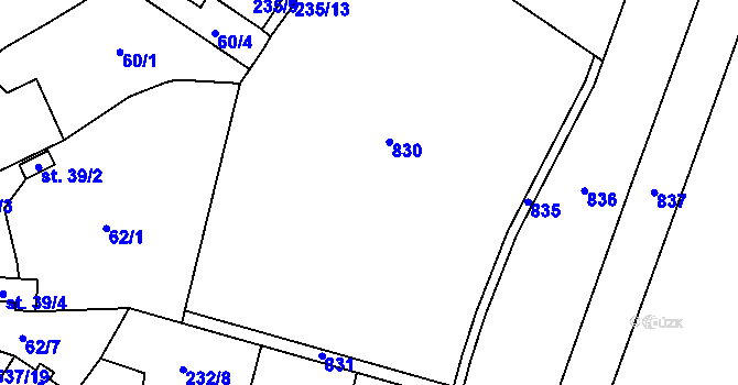 Parcela st. 232/1 v KÚ Starosedlský Hrádek, Katastrální mapa