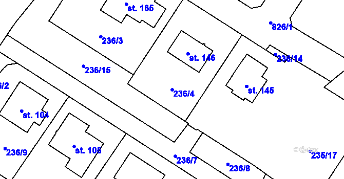 Parcela st. 236/4 v KÚ Starosedlský Hrádek, Katastrální mapa