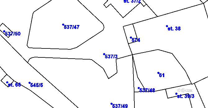 Parcela st. 537/3 v KÚ Starosedlský Hrádek, Katastrální mapa