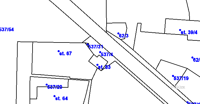 Parcela st. 537/4 v KÚ Starosedlský Hrádek, Katastrální mapa