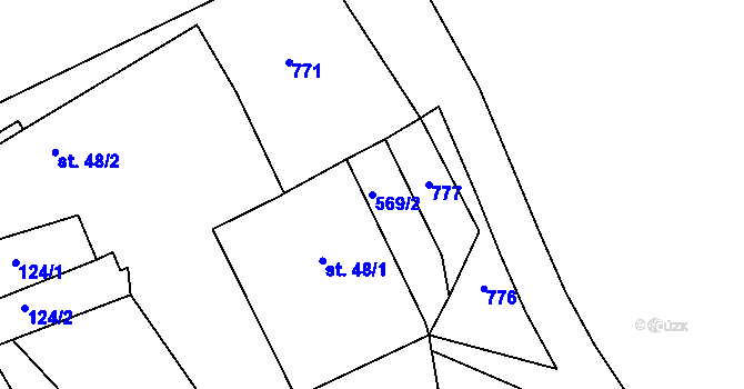 Parcela st. 569/2 v KÚ Starosedlský Hrádek, Katastrální mapa