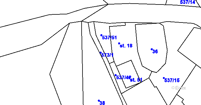 Parcela st. 573/1 v KÚ Starosedlský Hrádek, Katastrální mapa