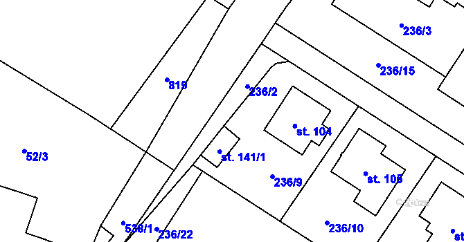 Parcela st. 236/18 v KÚ Starosedlský Hrádek, Katastrální mapa