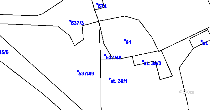 Parcela st. 537/48 v KÚ Starosedlský Hrádek, Katastrální mapa