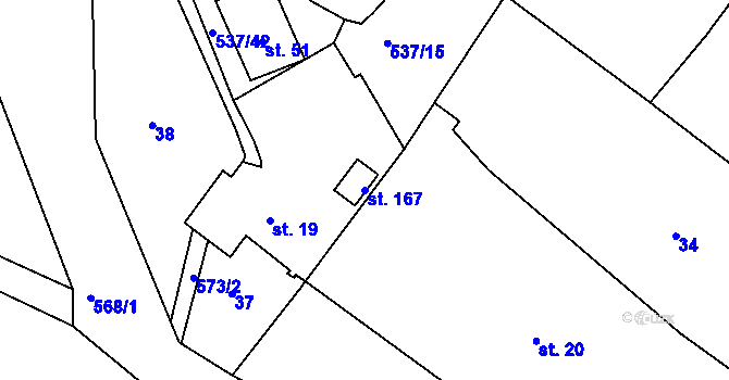 Parcela st. 167 v KÚ Starosedlský Hrádek, Katastrální mapa