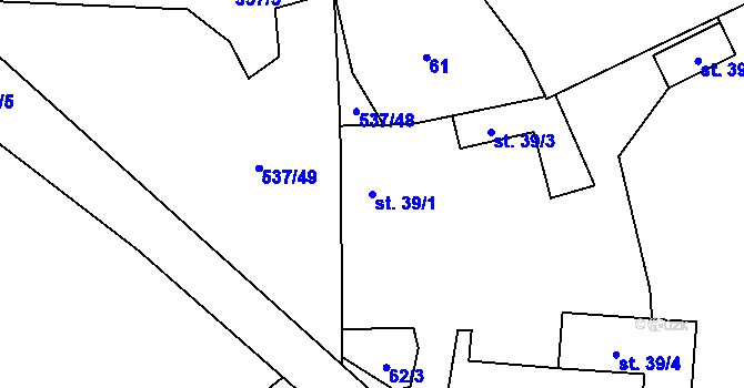 Parcela st. 39/1 v KÚ Starosedlský Hrádek, Katastrální mapa