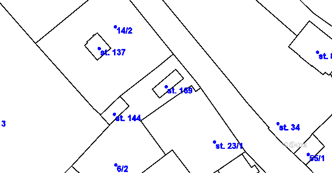 Parcela st. 169 v KÚ Starosedlský Hrádek, Katastrální mapa