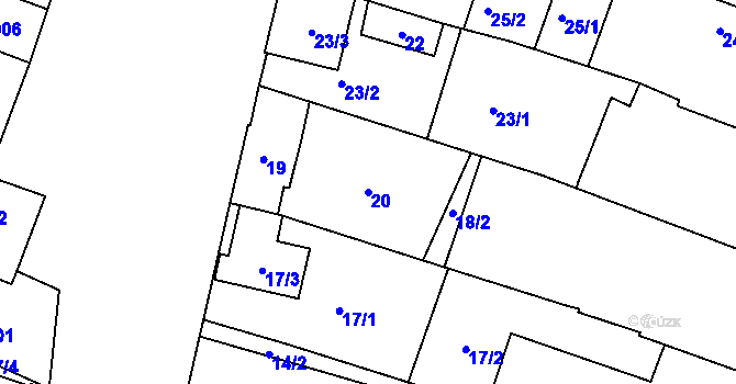 Parcela st. 20 v KÚ Starovice, Katastrální mapa