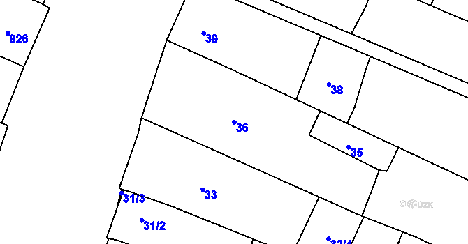 Parcela st. 36 v KÚ Starovice, Katastrální mapa