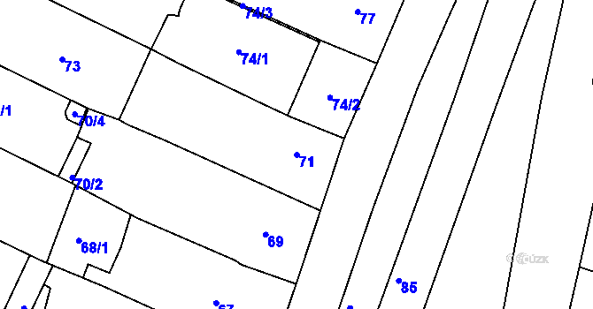 Parcela st. 71 v KÚ Starovice, Katastrální mapa