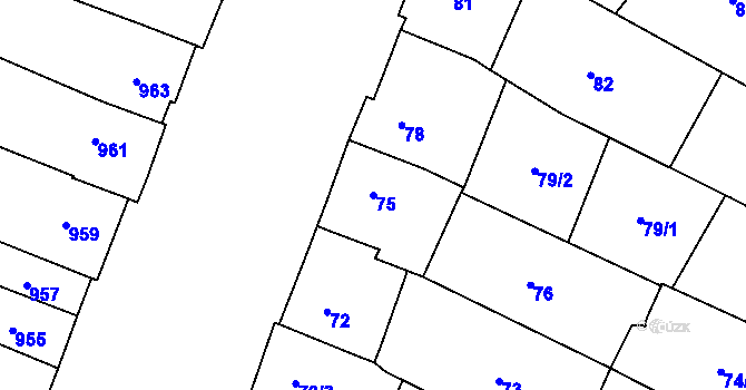 Parcela st. 75 v KÚ Starovice, Katastrální mapa