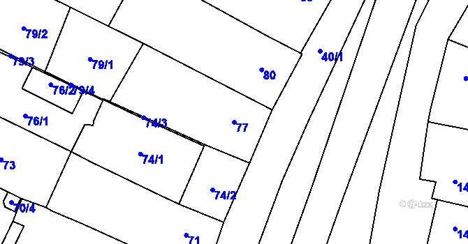 Parcela st. 77 v KÚ Starovice, Katastrální mapa