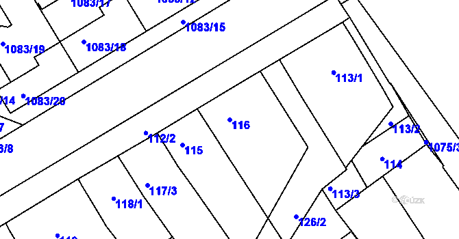 Parcela st. 116 v KÚ Starovice, Katastrální mapa