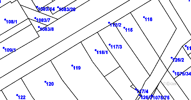 Parcela st. 118/1 v KÚ Starovice, Katastrální mapa