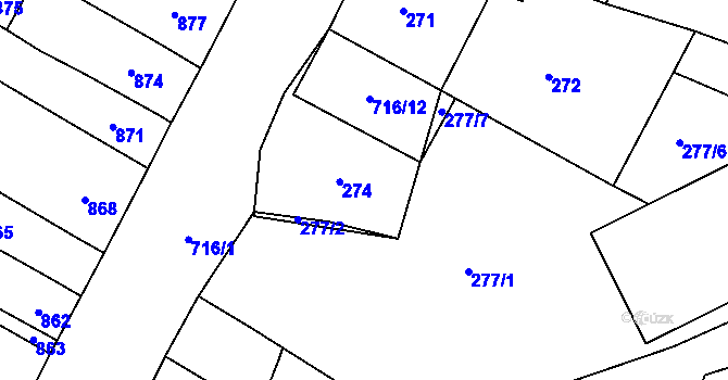 Parcela st. 275 v KÚ Starovice, Katastrální mapa