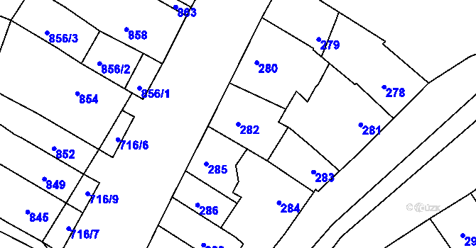 Parcela st. 282 v KÚ Starovice, Katastrální mapa