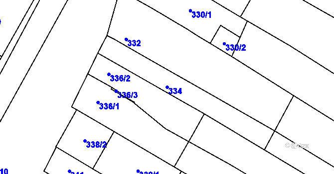 Parcela st. 334 v KÚ Starovice, Katastrální mapa