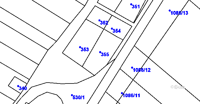 Parcela st. 355 v KÚ Starovice, Katastrální mapa