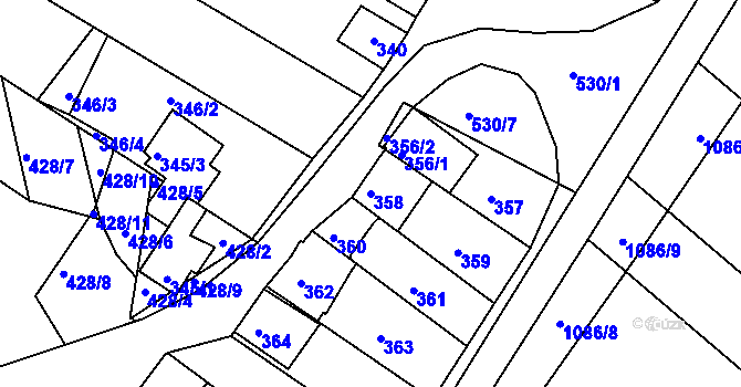 Parcela st. 358 v KÚ Starovice, Katastrální mapa