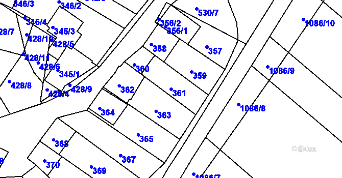 Parcela st. 361 v KÚ Starovice, Katastrální mapa