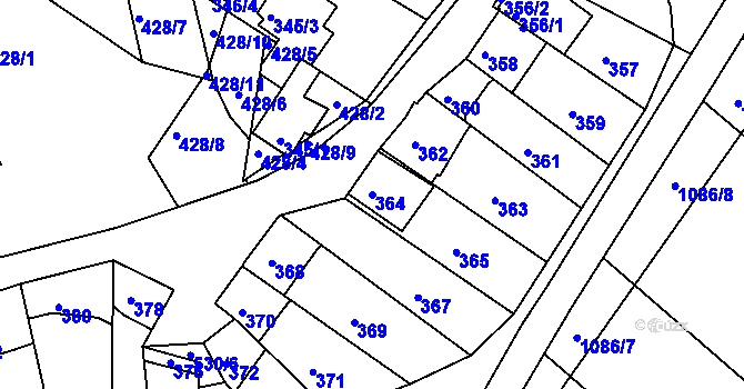 Parcela st. 364 v KÚ Starovice, Katastrální mapa