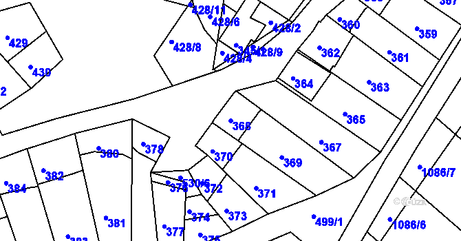 Parcela st. 368 v KÚ Starovice, Katastrální mapa
