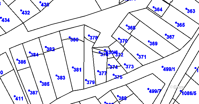 Parcela st. 376 v KÚ Starovice, Katastrální mapa