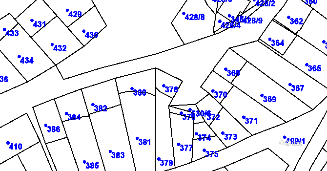 Parcela st. 378 v KÚ Starovice, Katastrální mapa