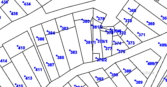 Parcela st. 381 v KÚ Starovice, Katastrální mapa