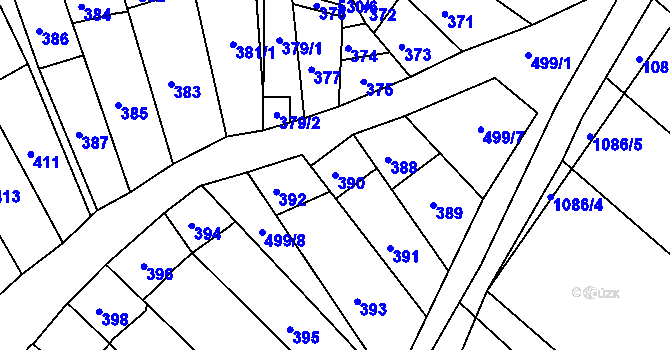 Parcela st. 390 v KÚ Starovice, Katastrální mapa