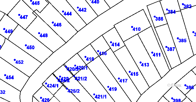 Parcela st. 416 v KÚ Starovice, Katastrální mapa
