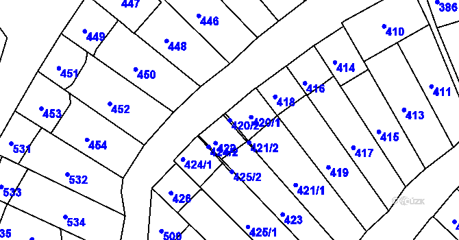 Parcela st. 420/2 v KÚ Starovice, Katastrální mapa