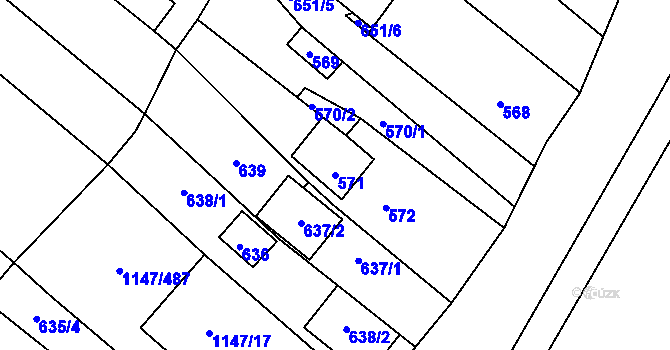 Parcela st. 571 v KÚ Starovice, Katastrální mapa